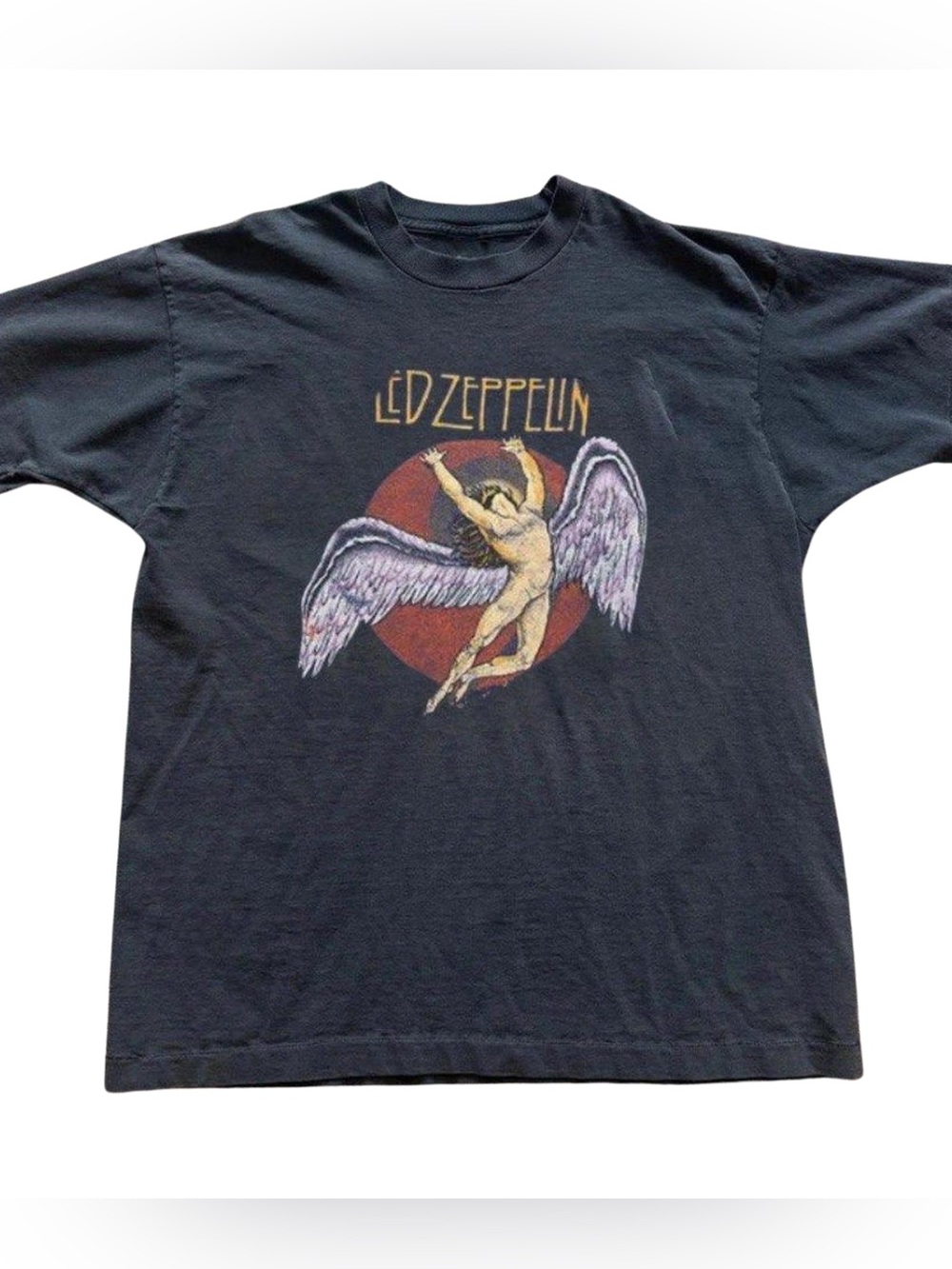 Gildan Black Led Zeppelin Graphic Tee, Vintage Rare Long T-Shirt